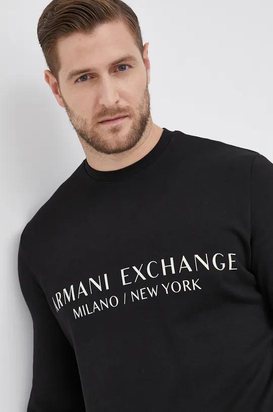 μαύρο Βαμβακερή μπλούζα Armani Exchange Ανδρικά