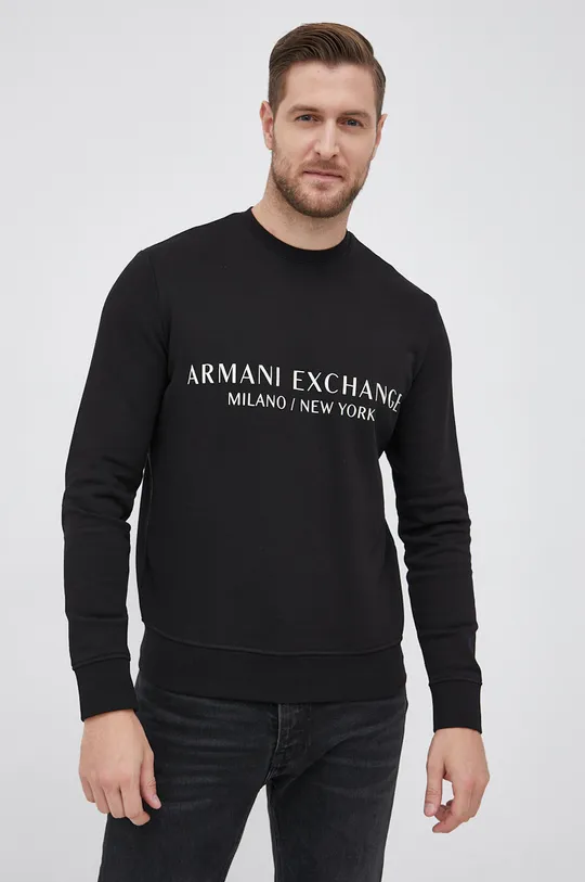črna Armani Exchange bombažni pulover