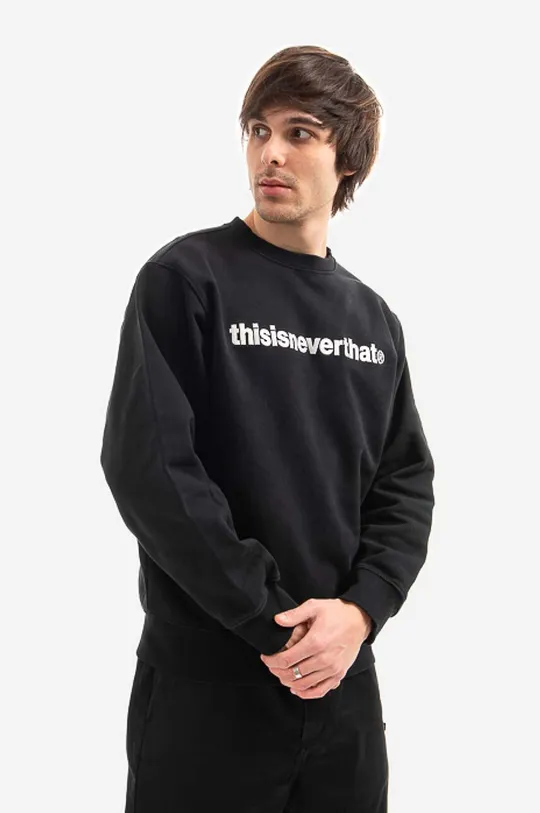 negru thisisneverthat hanorac de bumbac T-Logo Crewneck De bărbați