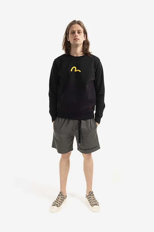 Bavlněná mikina Evisu Sweatshirt With Seagull Print 2EABSM1SW321XXCT BLACK černá