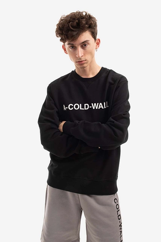 negru A-COLD-WALL* hanorac de bumbac Essential Logo Crewneck De bărbați