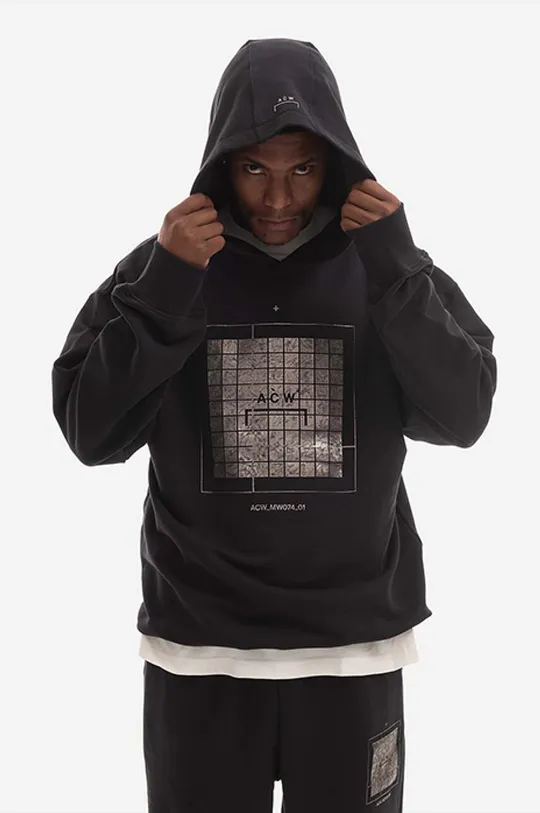 Bombažen pulover A-COLD-WALL* Foil Grid Hoodie