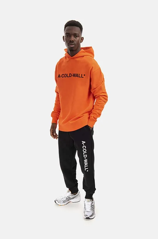 Βαμβακερή μπλούζα A-COLD-WALL* Essential Logo Hoodie πορτοκαλί