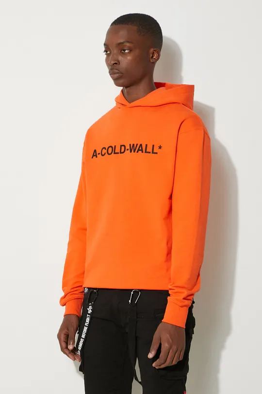 A-COLD-WALL* bluza bawełniana Essential Logo Hoodie pomarańczowy ACWMW083.