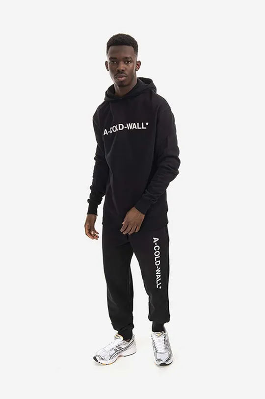 Βαμβακερή μπλούζα A-COLD-WALL* Essential Logo Hoodie μαύρο