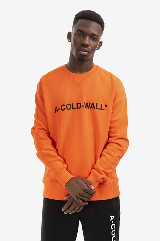 arancione A-COLD-WALL* felpa in cotone Essential Logo Crewneck Uomo