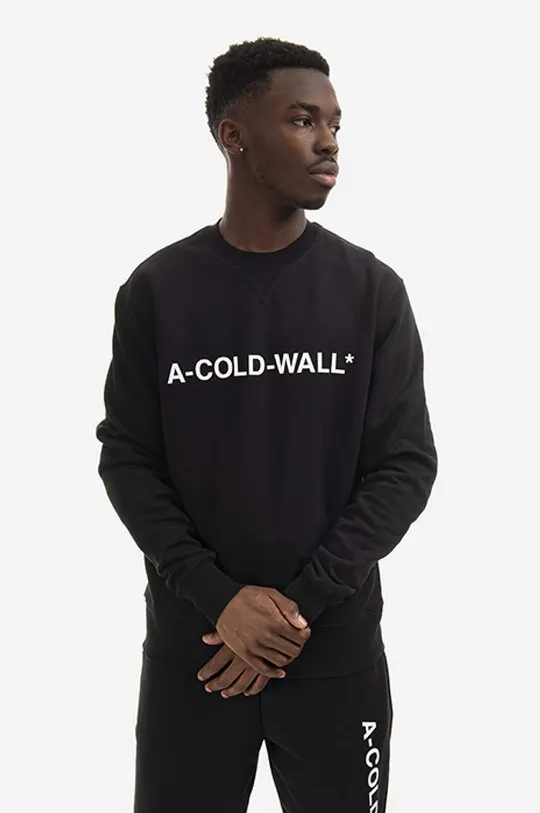 чорний Бавовняна кофта A-COLD-WALL* Essential Logo Crewneck Чоловічий
