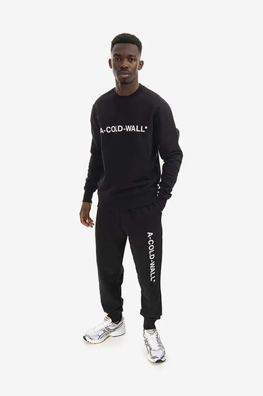 Βαμβακερή μπλούζα A-COLD-WALL* Essential Logo Crewneck μαύρο