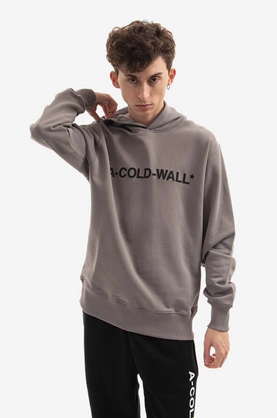 серый Хлопковая кофта A-COLD-WALL* Essential Logo Hoodie Мужской