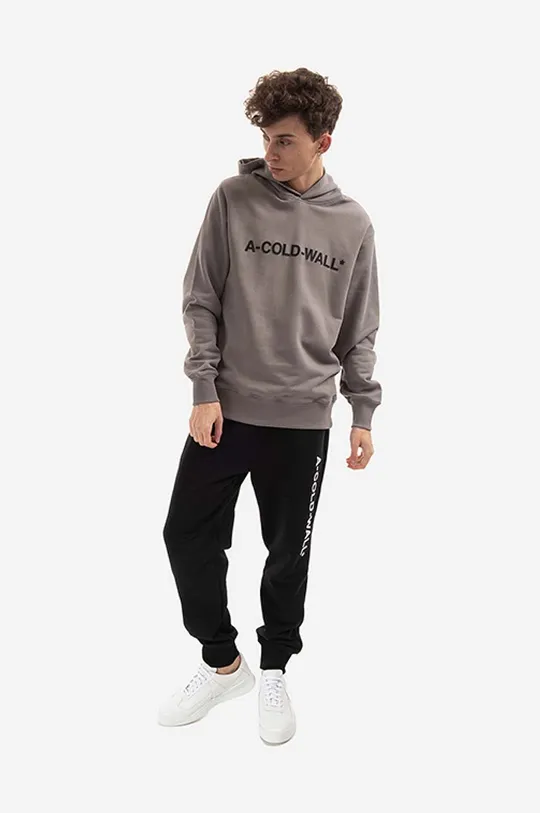 Хлопковая кофта A-COLD-WALL* Essential Logo Hoodie серый