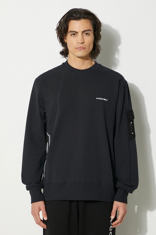 A-COLD-WALL* felpa in cotone Polygon Technical Crewneck sovrastampa nero ACWMW079.