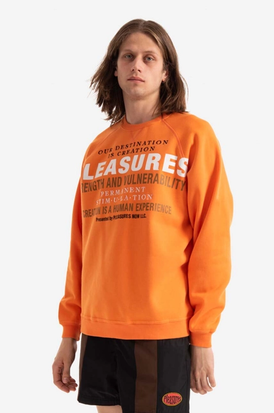 оранжев Суичър PLEASURES Permanent Crewneck Чоловічий