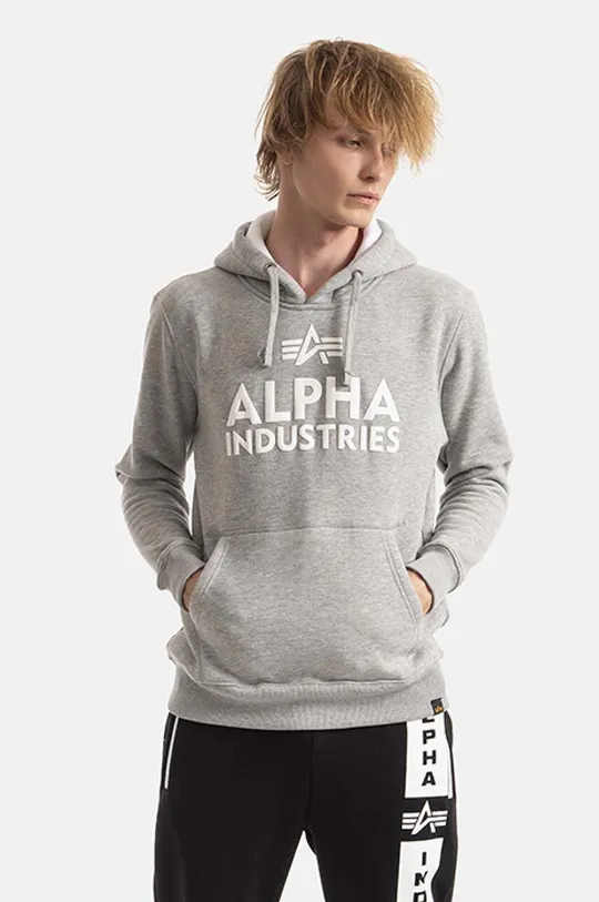 gray Alpha Industries sweatshirt Alpha Industries Foam Print Hoody 143302 17 Men’s