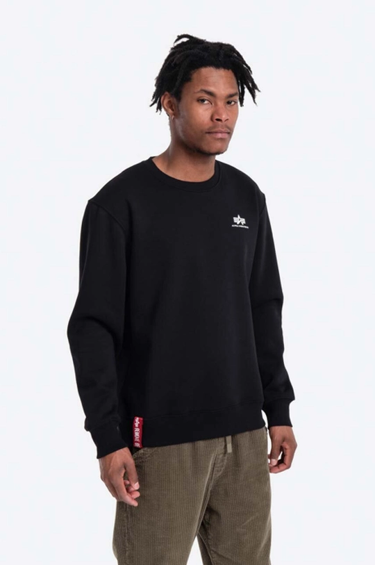 fekete Alpha Industries felső Basic Sweater Small Logo Férfi