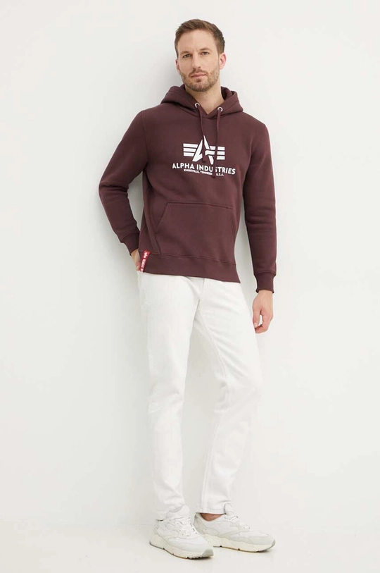 Pulover Alpha Industries Basic Hoody bordo