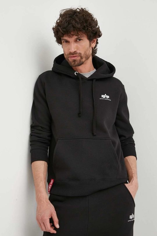 črna Pulover Alpha Industries Basic Hoody Small Logo Moški