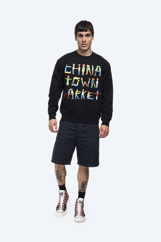 Хлопковая кофта Market Chinatown Market City Aerobics Crewneck чёрный