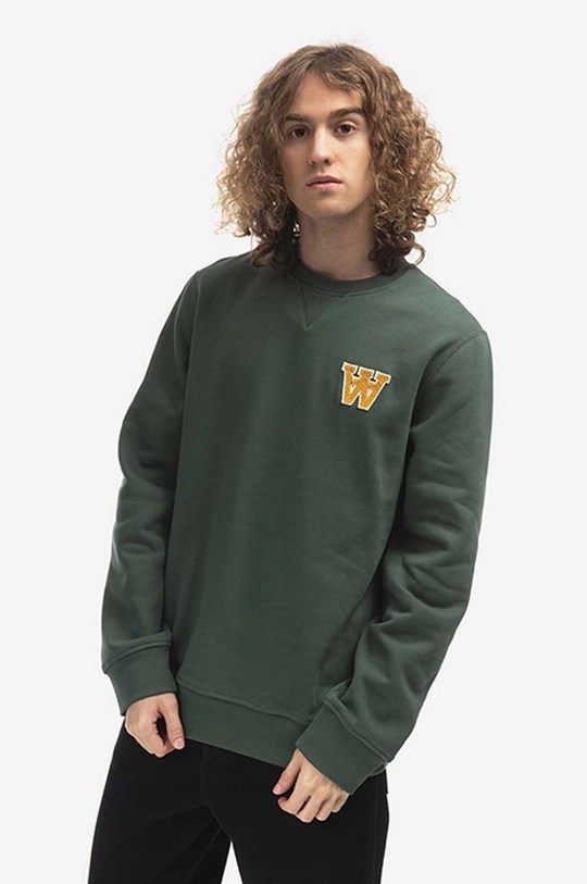 зелен Памучен суичър Wood Wood Tye AA Patches Sweatshirt Чоловічий