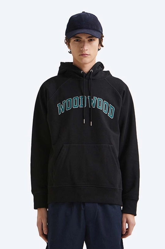 negru Wood Wood hanorac de bumbac Fred Ivy Hoodie De bărbați