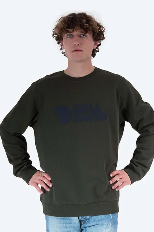 зелений Бавовняна кофта Fjallraven Logo Sweater Чоловічий