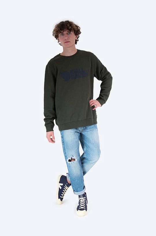 Bavlněná mikina Fjallraven Logo Sweater zelená