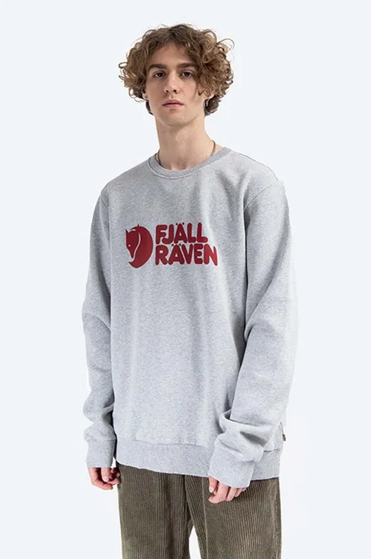 szürke Fjallraven pamut melegítőfelső Logo Sweater M F84142 2-999 Férfi