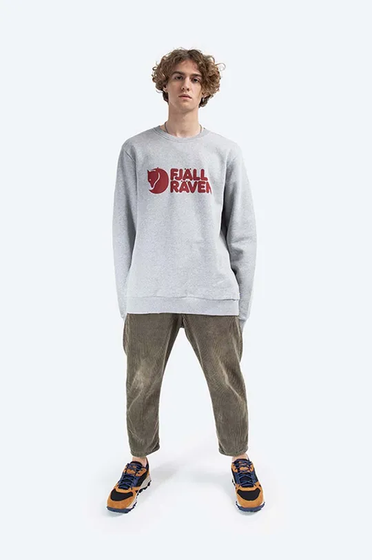 Bombažen pulover Fjallraven Logo Sweater siva