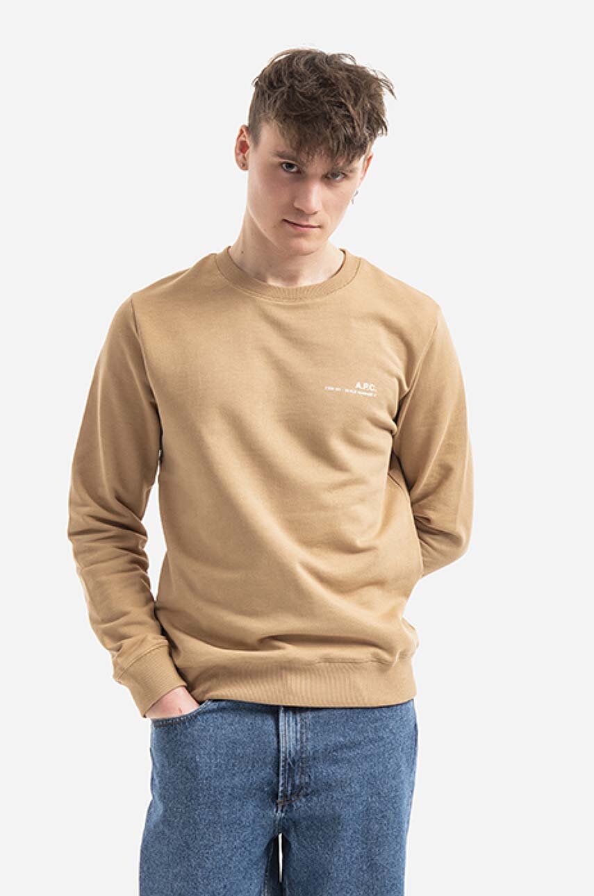 beżowy A.P.C. bluza bawełniana Sweat Item Męski