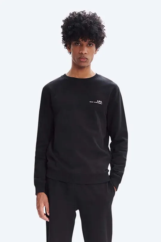 fekete A.P.C. pamut melegítőfelső Sweat Item COEAS-H2768 BLACK Férfi