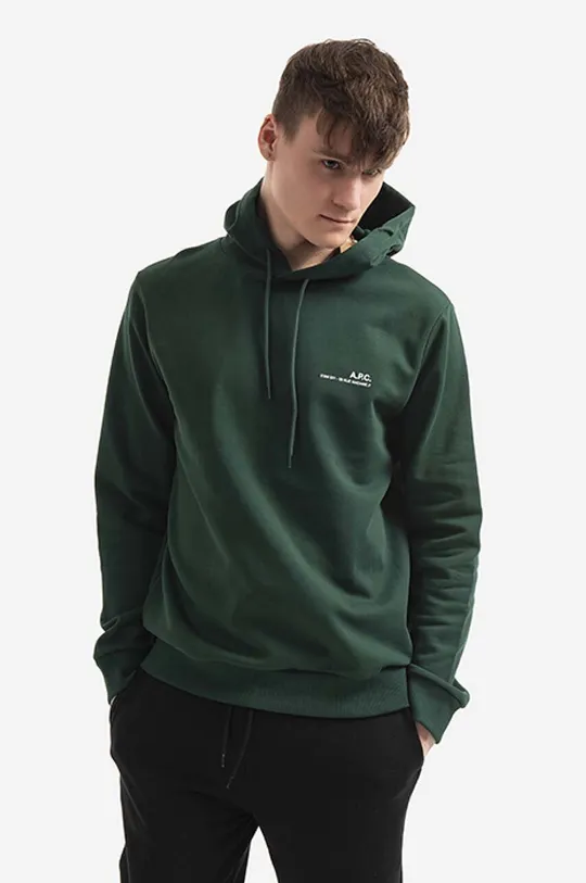 zielony A.P.C. bluza bawełniana Hoodie Item Męski