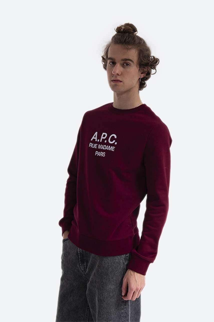 бордо Хлопковая кофта A.P.C. Sweat Rufus Мужской