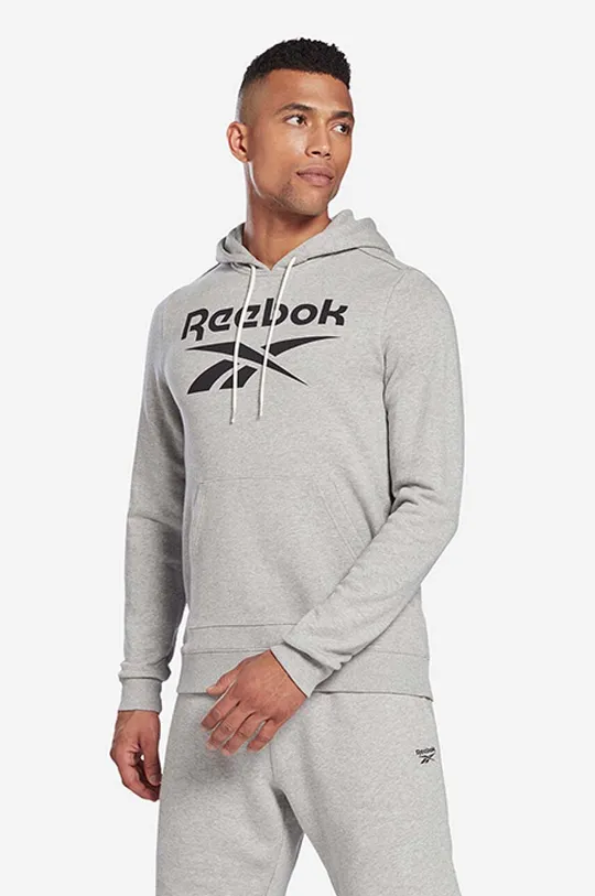 gray Reebok tracksuit sweatshirt Identity Big Logo Hoodie Men’s