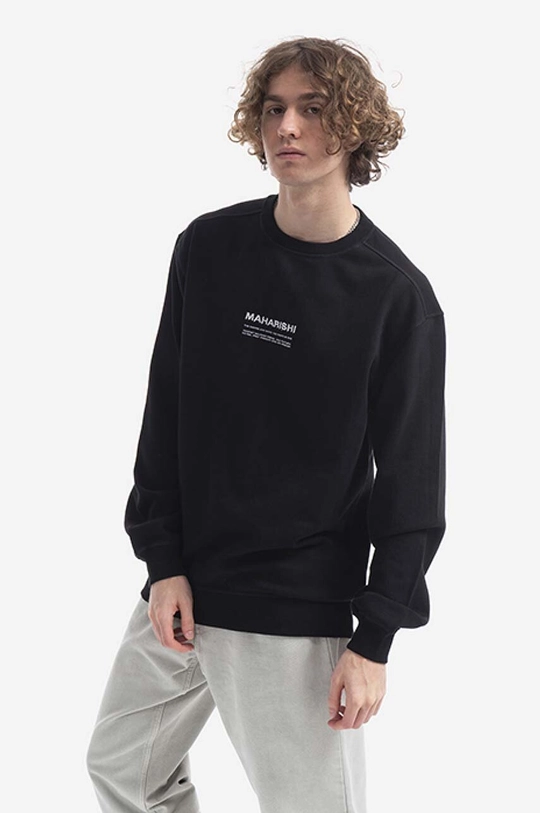 čierna Bavlnená mikina Maharishi Miltype Embroidered Crew Sweat 7011 BLACK Pánsky