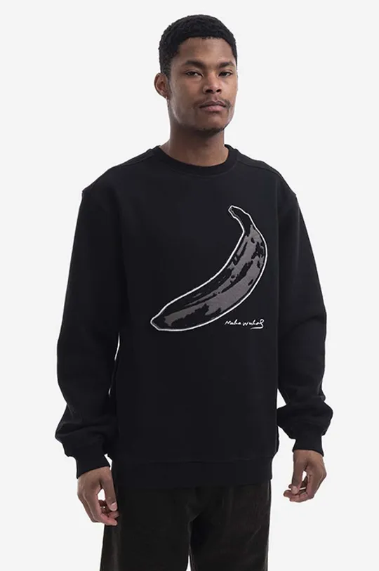 čierna Bavlnená mikina Maharishi Chanile Olive Banana x Warhol Embroidery 9643 BLACK Pánsky
