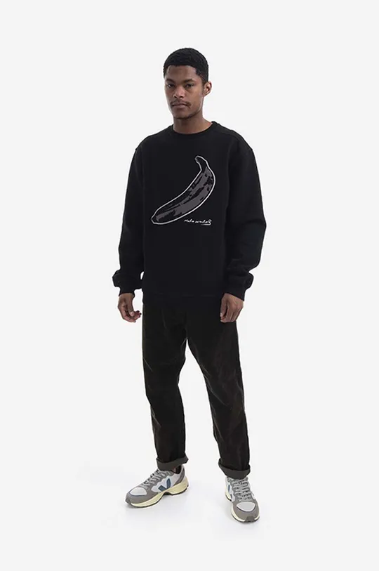 Bavlnená mikina Maharishi Chanile Olive Banana x Warhol Embroidery 9643 BLACK čierna