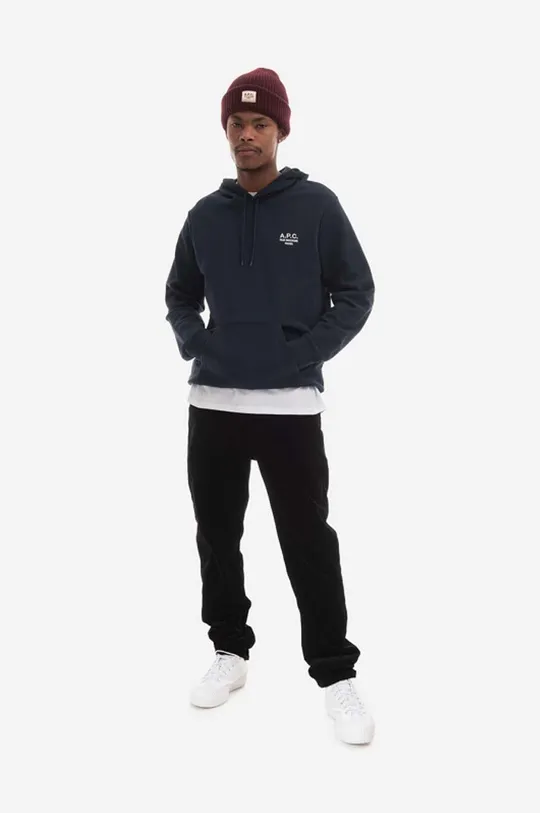 A.P.C. cotton sweatshirt Hoodie Marvin COEZD-H27733 BLACK navy
