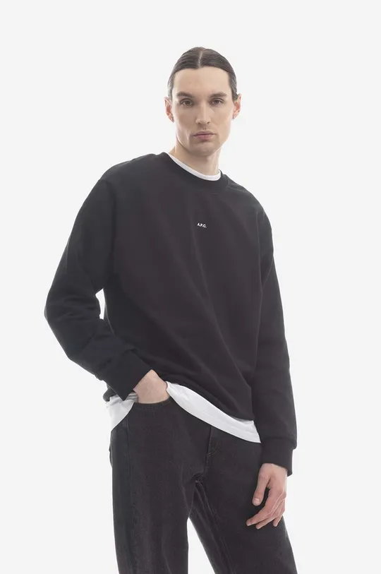 černá Bavlněná mikina A.P.C. Sweat Steve Pánský