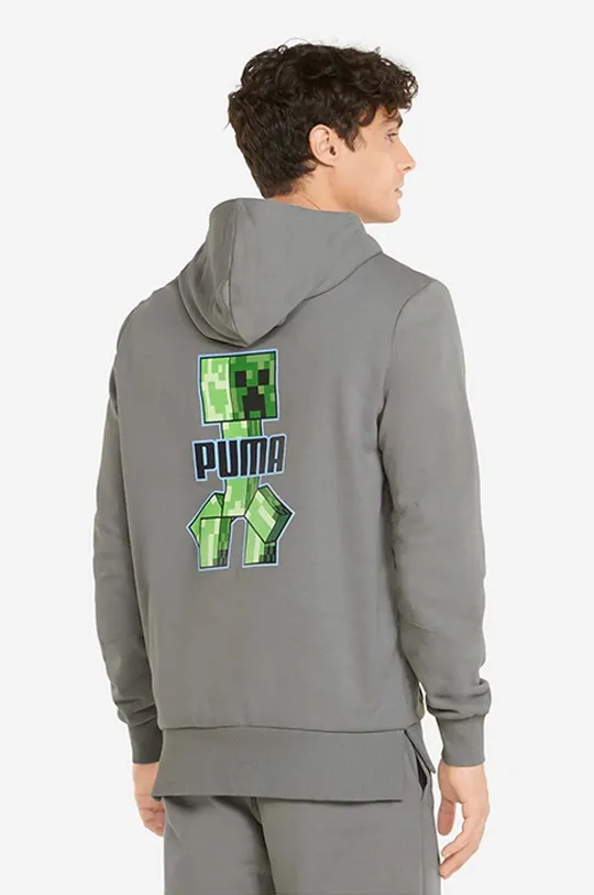 Памучен суичър Puma x Minecraft сив