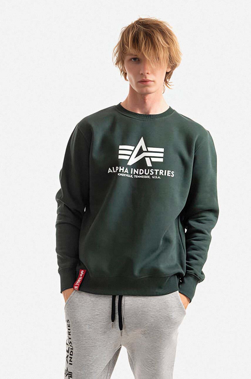 verde Alpha Industries bluză Basic De bărbați