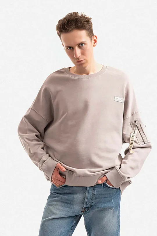 siva Bombažen pulover Alpha Industries Moški