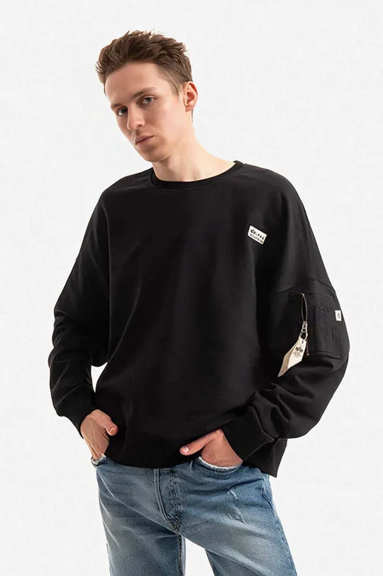črna Bombažen pulover Alpha Industries Moški