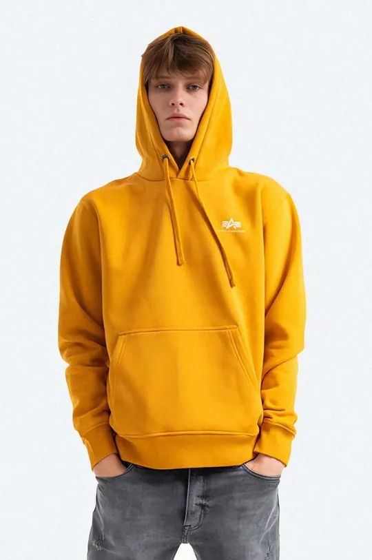 yellow Alpha Industries sweatshirt Basic Hoody Small Logo Men’s