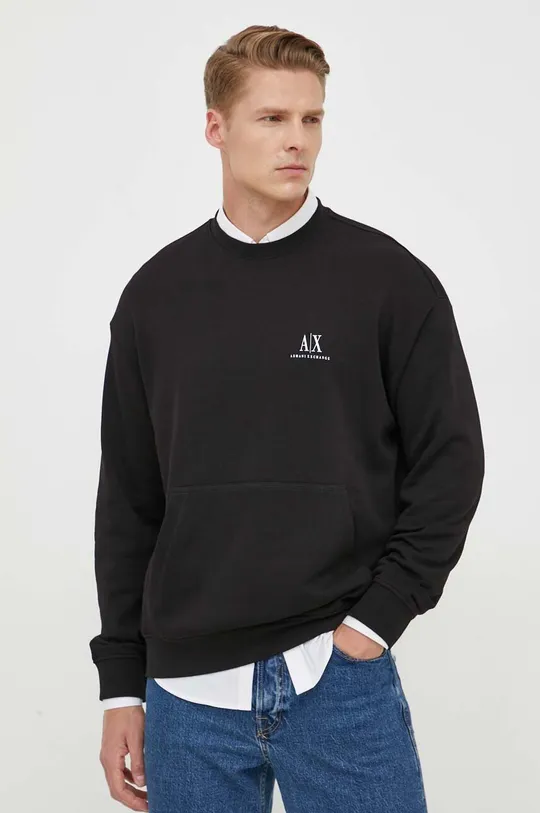 črna Bombažen pulover Armani Exchange Moški