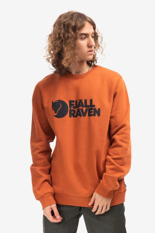 καφέ Βαμβακερή μπλούζα Fjallraven Logo Sweater Ανδρικά