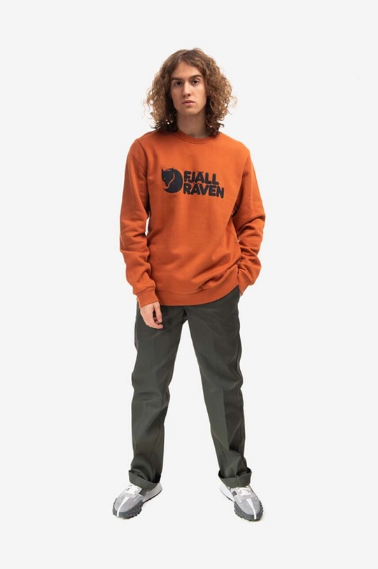 Βαμβακερή μπλούζα Fjallraven Logo Sweater καφέ