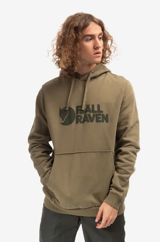 green Fjallraven cotton sweatshirt Logo Hoodie Men’s
