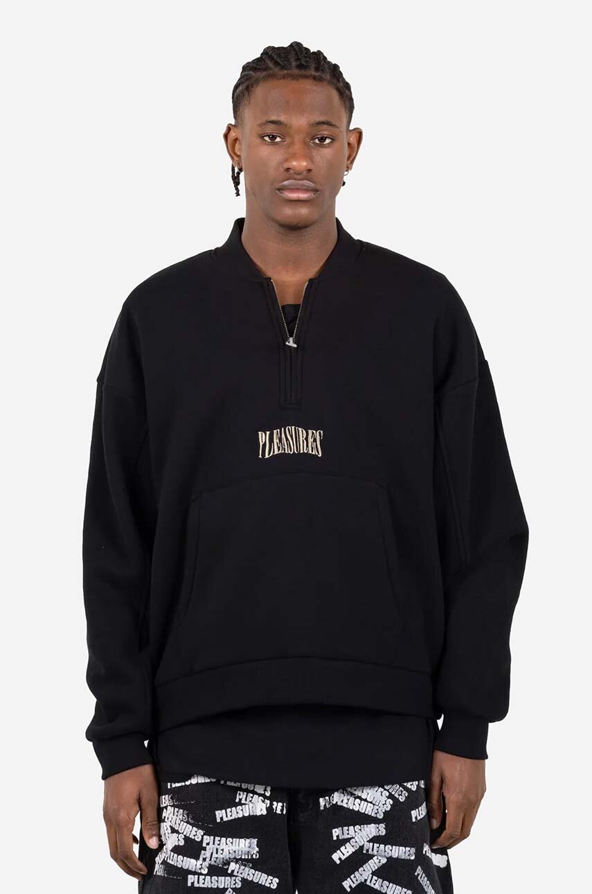 black PLEASURES sweatshirt Karat Quarter Zip Fle Men’s