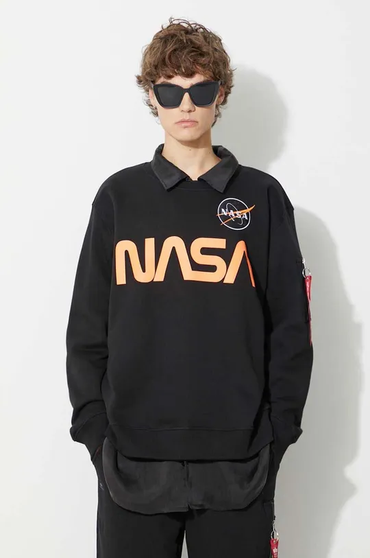 μαύρο Μπλούζα Alpha Industries NASA Reflective Sweater Ανδρικά