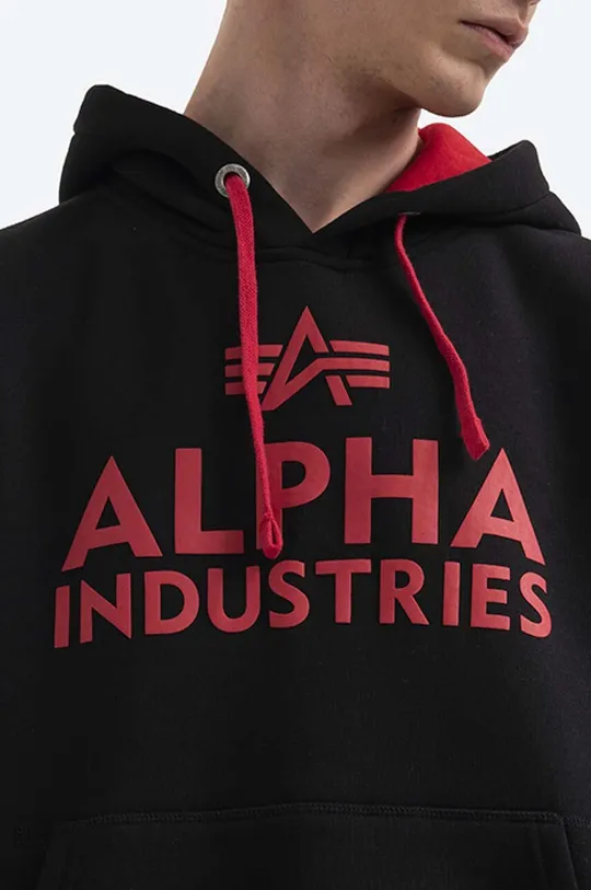 чёрный Кофта Alpha Industries Black Logo Hoody
