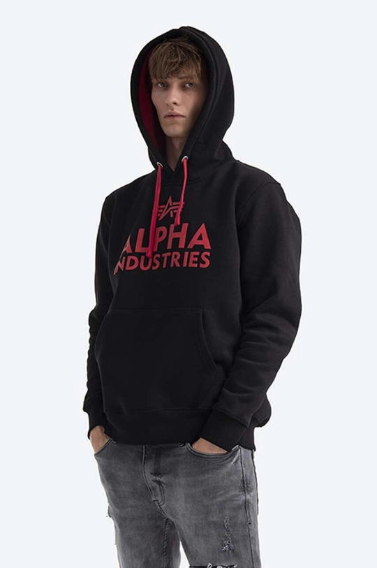 Mikina Alpha Industries Black Logo Hoody Pánský